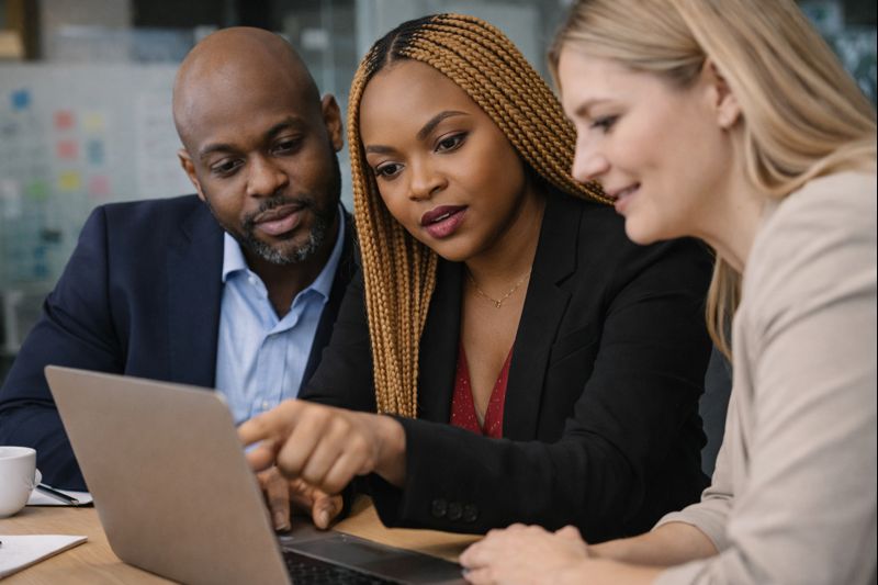 Betty collaborating with a team