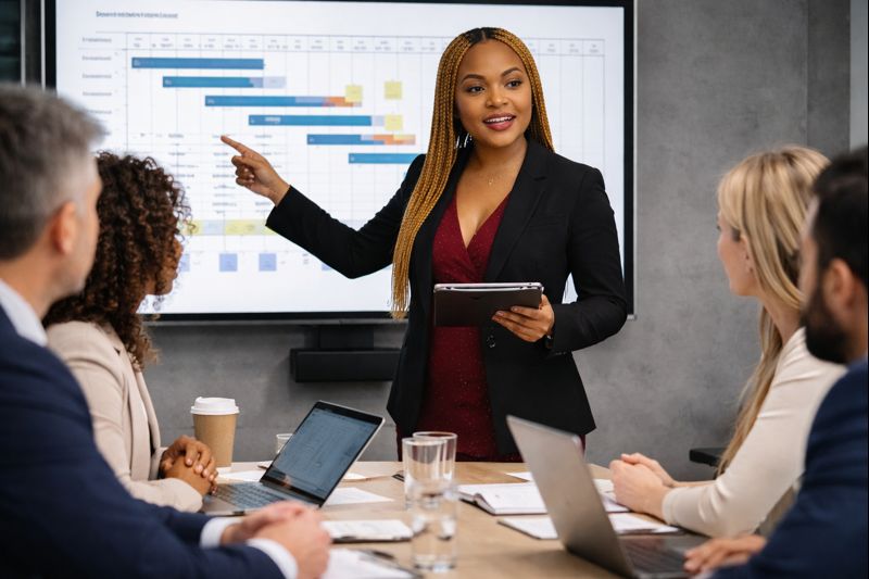 Betty leading a meeting
